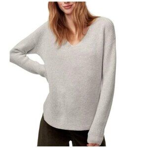Aritzia Wilfred Merino Wool V-neck Sweater Waffle Knit Womens Small Neutral